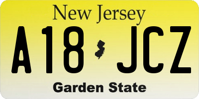 NJ license plate A18JCZ