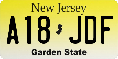 NJ license plate A18JDF