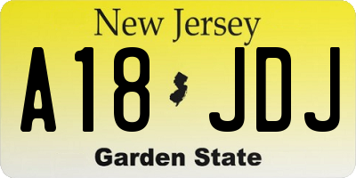 NJ license plate A18JDJ