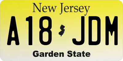 NJ license plate A18JDM
