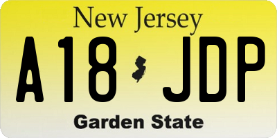 NJ license plate A18JDP