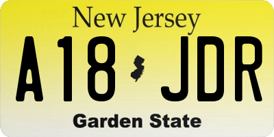 NJ license plate A18JDR