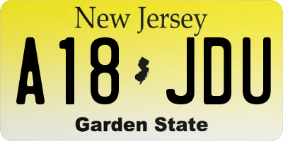 NJ license plate A18JDU