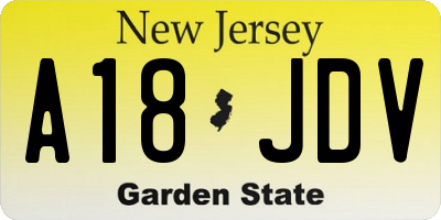 NJ license plate A18JDV