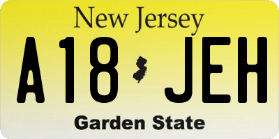 NJ license plate A18JEH