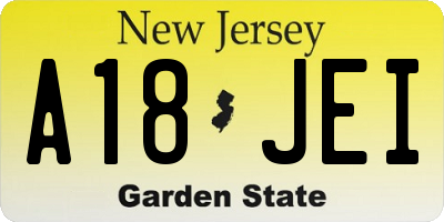 NJ license plate A18JEI