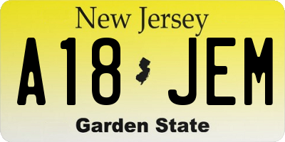 NJ license plate A18JEM
