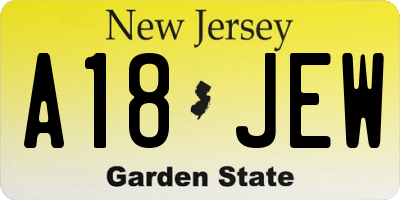 NJ license plate A18JEW