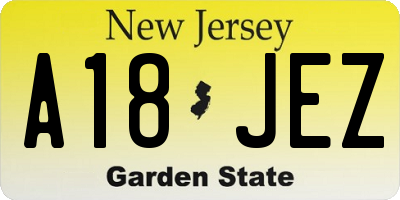 NJ license plate A18JEZ