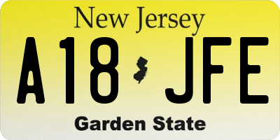 NJ license plate A18JFE