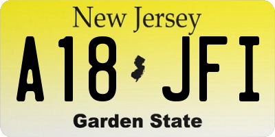 NJ license plate A18JFI