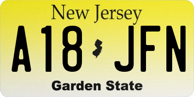 NJ license plate A18JFN