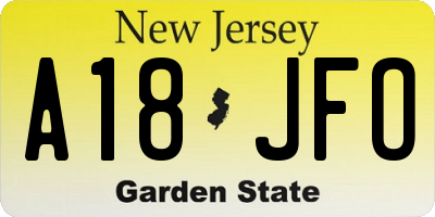 NJ license plate A18JFO