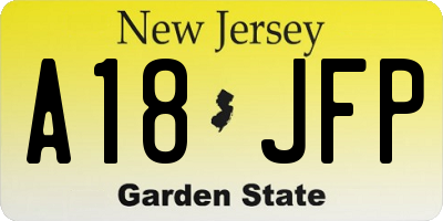 NJ license plate A18JFP