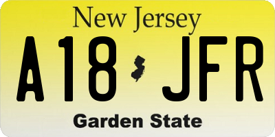 NJ license plate A18JFR