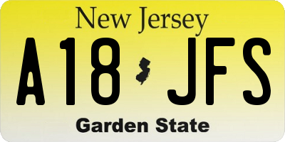 NJ license plate A18JFS