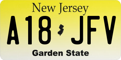 NJ license plate A18JFV