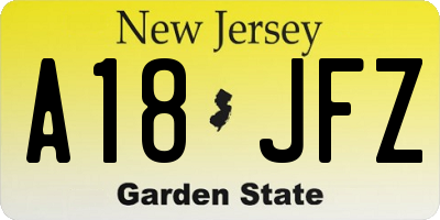 NJ license plate A18JFZ