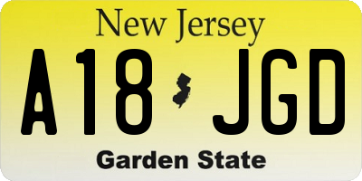 NJ license plate A18JGD