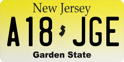 NJ license plate A18JGE