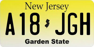 NJ license plate A18JGH