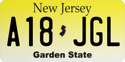 NJ license plate A18JGL
