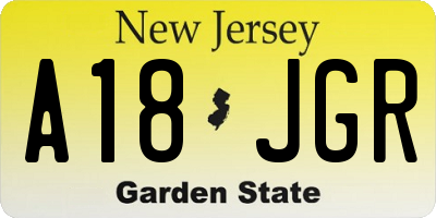 NJ license plate A18JGR