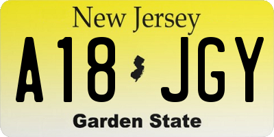 NJ license plate A18JGY
