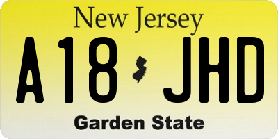 NJ license plate A18JHD