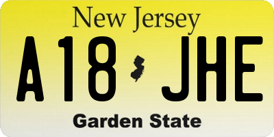 NJ license plate A18JHE