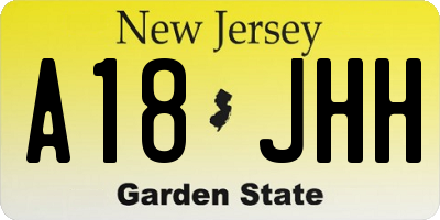 NJ license plate A18JHH