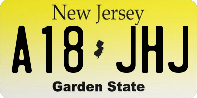 NJ license plate A18JHJ