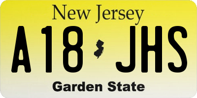 NJ license plate A18JHS