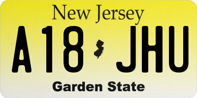 NJ license plate A18JHU