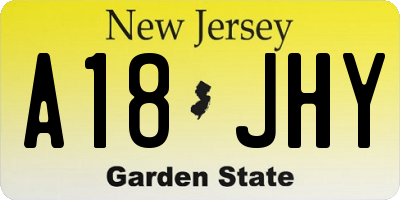 NJ license plate A18JHY