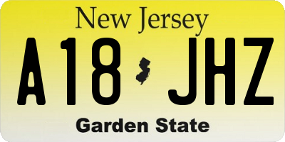 NJ license plate A18JHZ