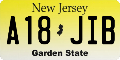 NJ license plate A18JIB