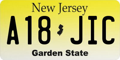 NJ license plate A18JIC
