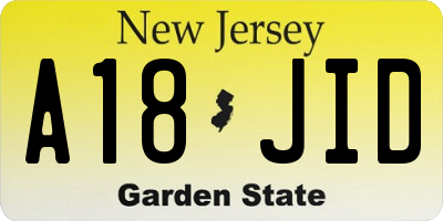 NJ license plate A18JID