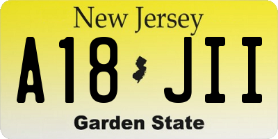 NJ license plate A18JII