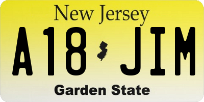 NJ license plate A18JIM