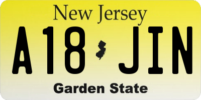 NJ license plate A18JIN