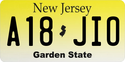 NJ license plate A18JIO