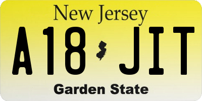 NJ license plate A18JIT
