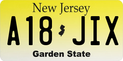 NJ license plate A18JIX