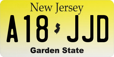 NJ license plate A18JJD