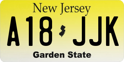 NJ license plate A18JJK