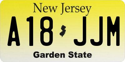NJ license plate A18JJM