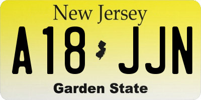 NJ license plate A18JJN