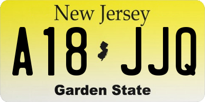 NJ license plate A18JJQ